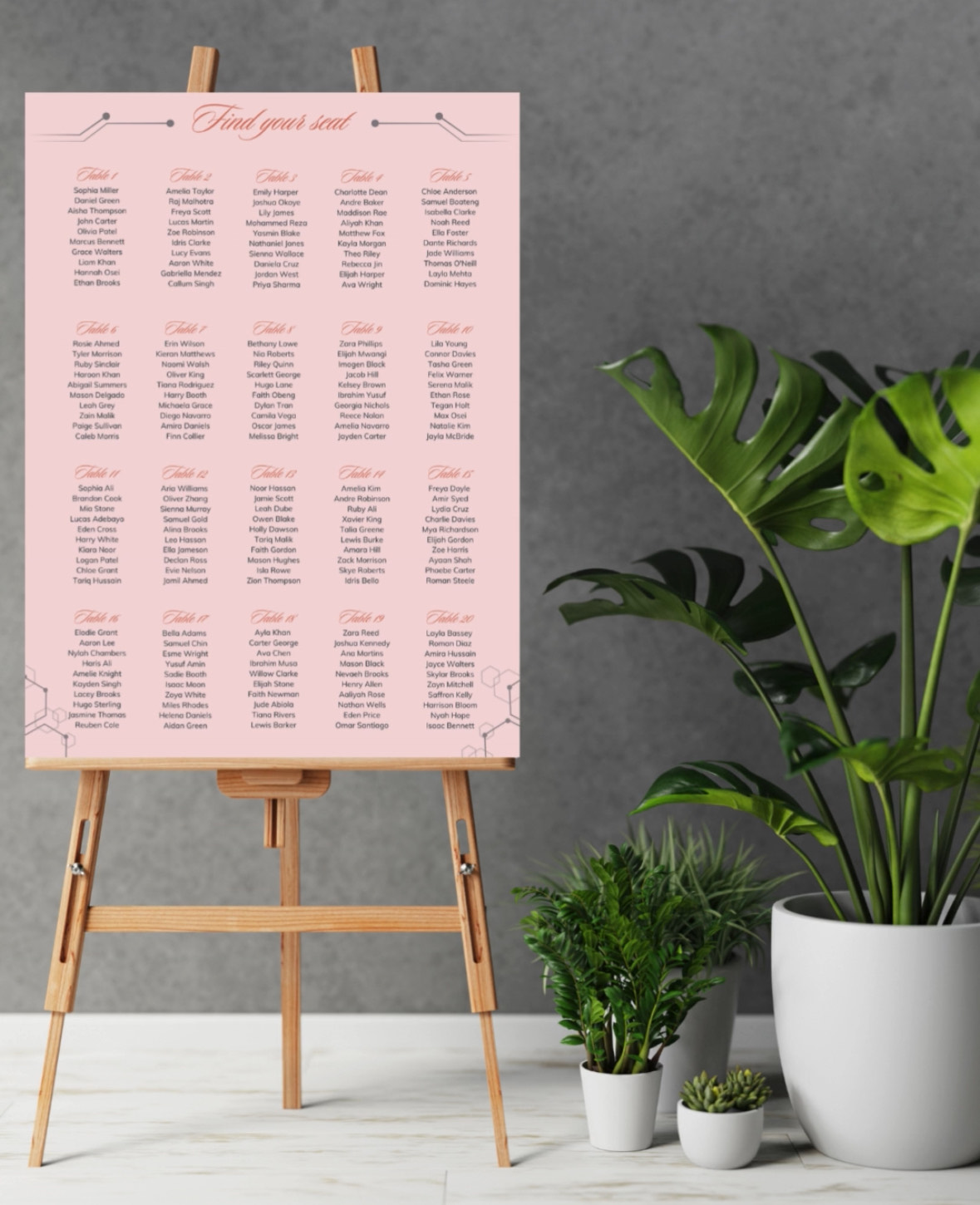 W.I.T Awards seating plan on easel